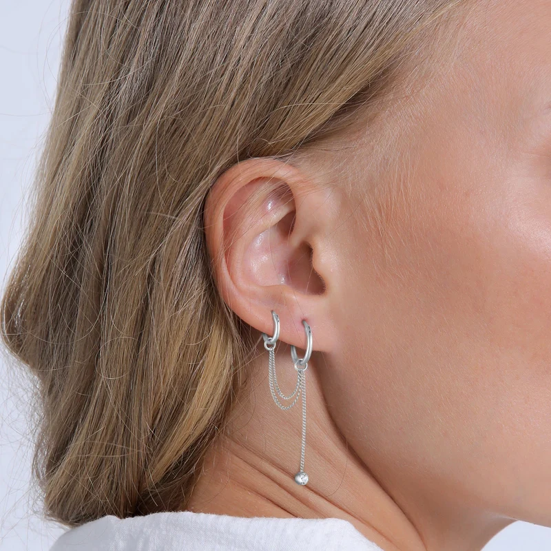 Creolen Ear Chain | Mit Kristallen von Swarovski® (Weiß)
