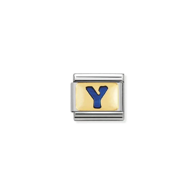 Classic Gold and Blue Enamel Letter Y Charms