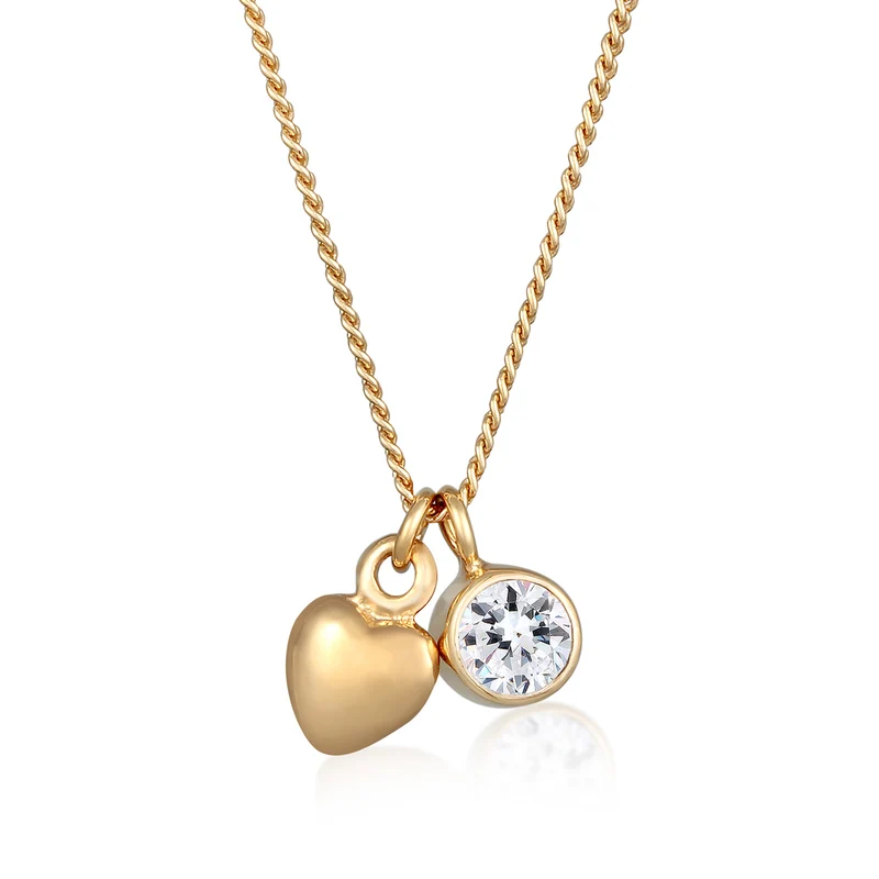 Halsketter Solitär Herz | Mit Kristallen von Swarovski® (Weiß)