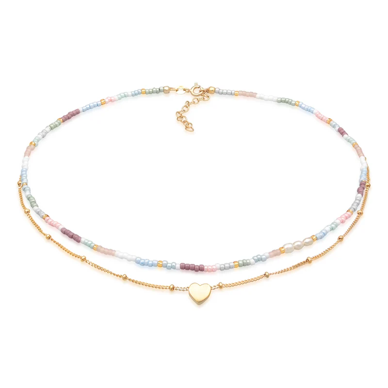 Layer-Choker Herz Beads | Süßwasserperlen