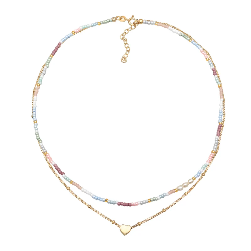 Layer-Choker Herz Beads | Süßwasserperlen