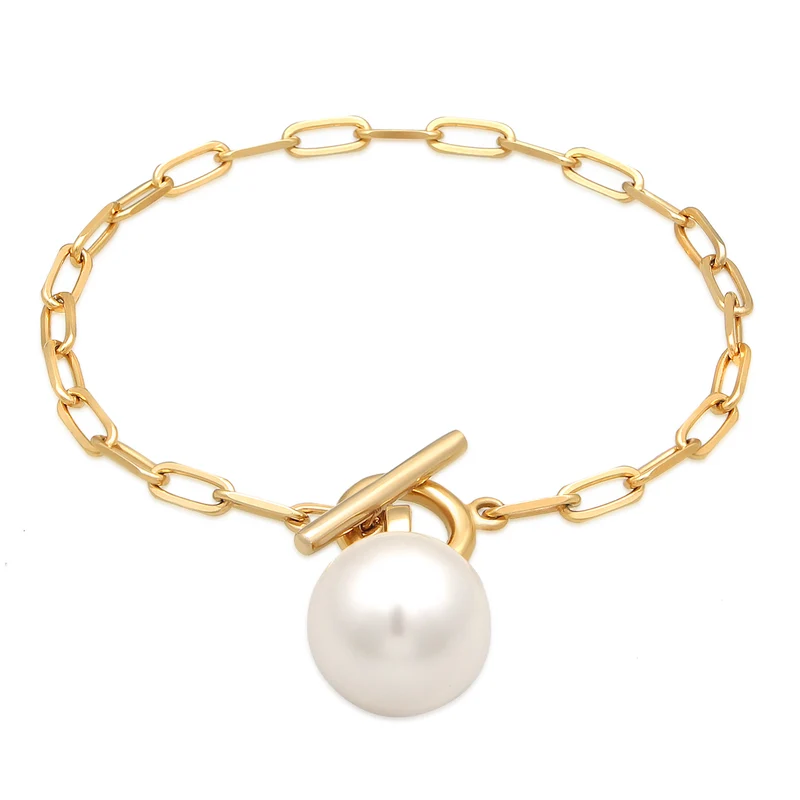 Glieder-Armband Knebelverschluss | synth. Perle