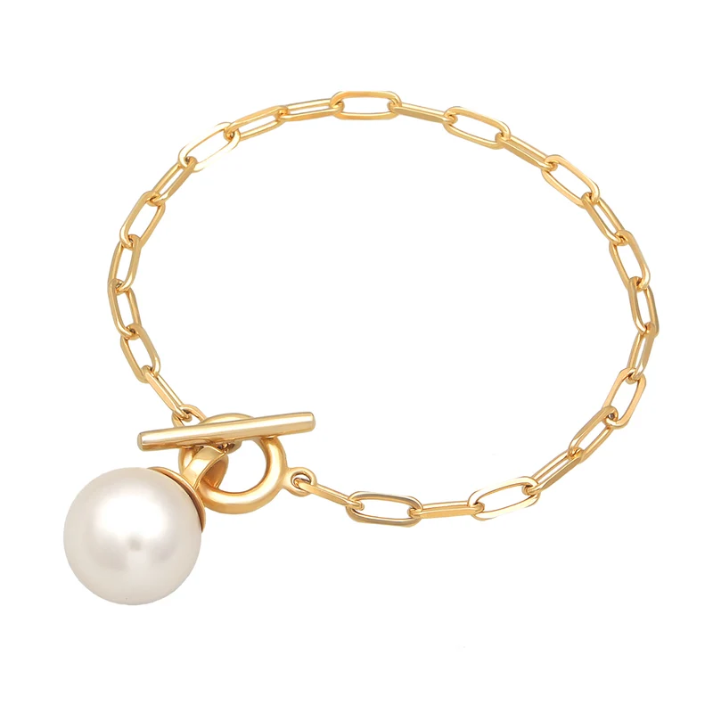Glieder-Armband Knebelverschluss | synth. Perle