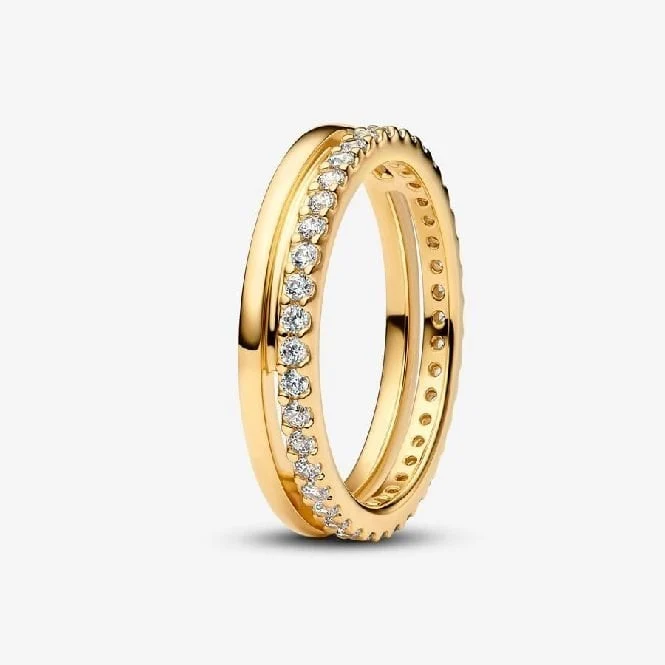 Gold Double Band Ring, Size 48