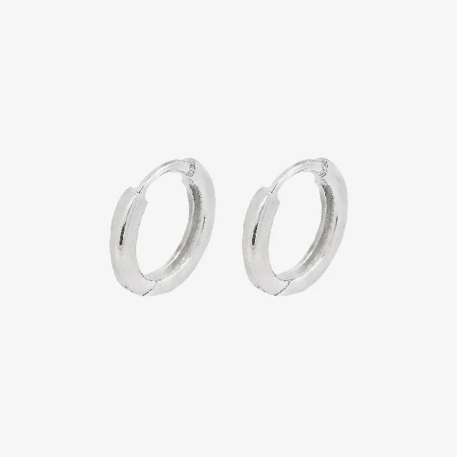 Silver Sleeper Hoop Earrings, 10mm Small