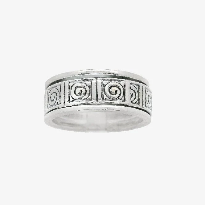 Oxidised Silver Blackened Swirls Ring, Size 67.5