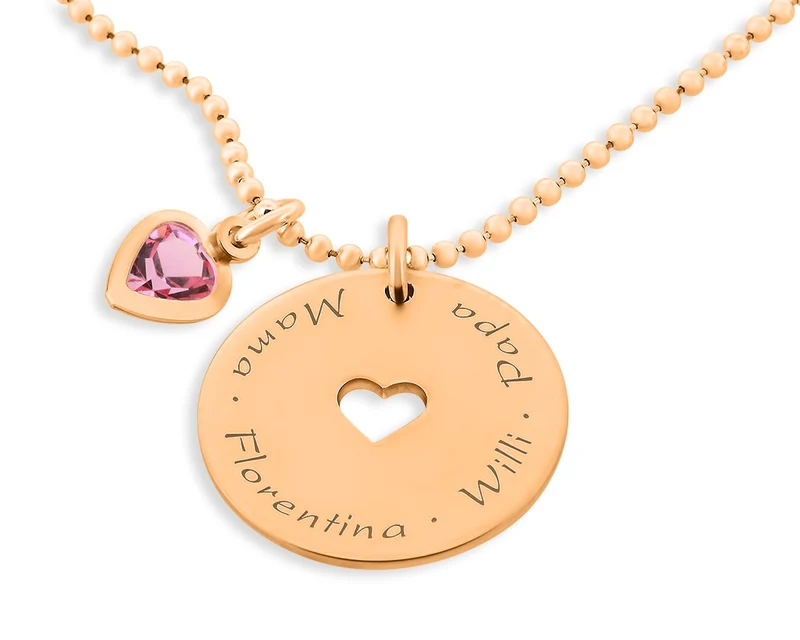FAMILIENKETTE HERZ NAMENSKETTE ROSÉ VERGOLDET DAMENSCHMUCK