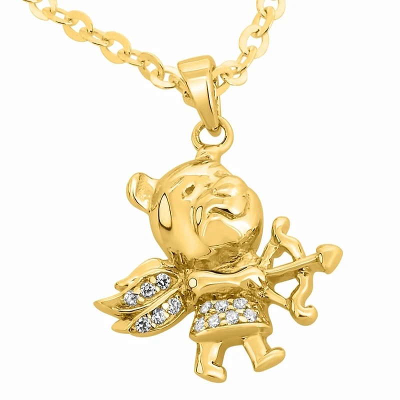 AMOR BÄR HALSKETTE MIT TEDDY GOLD VALENTINSTAG GESCHENK FREUNDIN KETTE