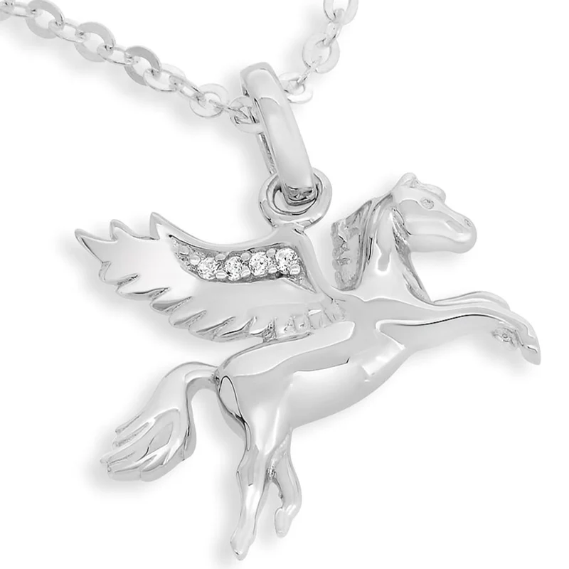 SILBERKETTE PFERD MIT FLÜGELN PEGASUS 925 SILBER HALSKETTE SILBERSCHMUCK