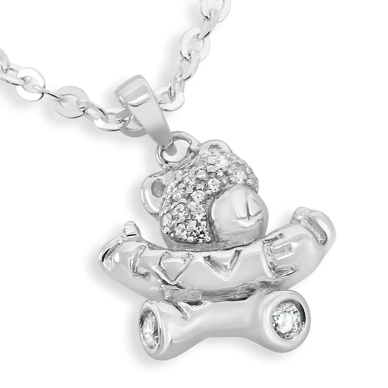 SILBERSCHMUCK LIEBE TEDDY BÄR MIT HERZ HALSKETTE TEENAGER MÄDCHEN LIEBESBÄR