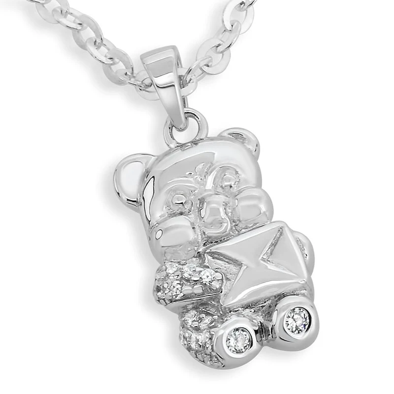 SILBERKETTE MIT TEDDY ICH LIEBE DICH KETTE 925 SILBER HALSKETTE TOCHTER