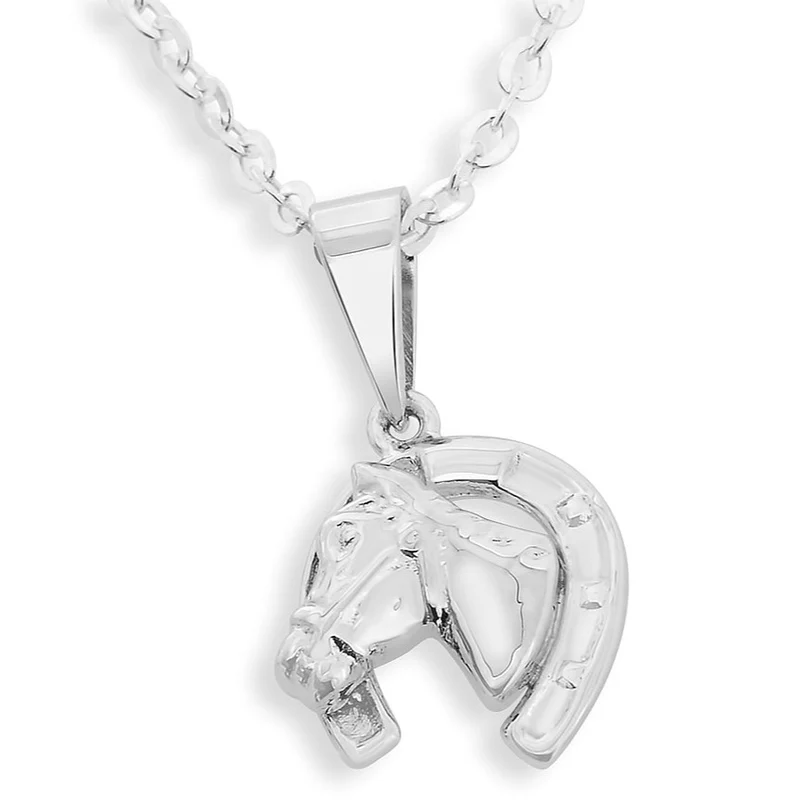 SILBERKETTE MIT ANHÄNGER PFERD & HUFEISEN GLÜCKSBRINGER SILBERSCHMUCK