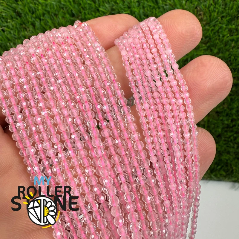 Facettierte Rosenquarzperle 2 MM und 3 MM