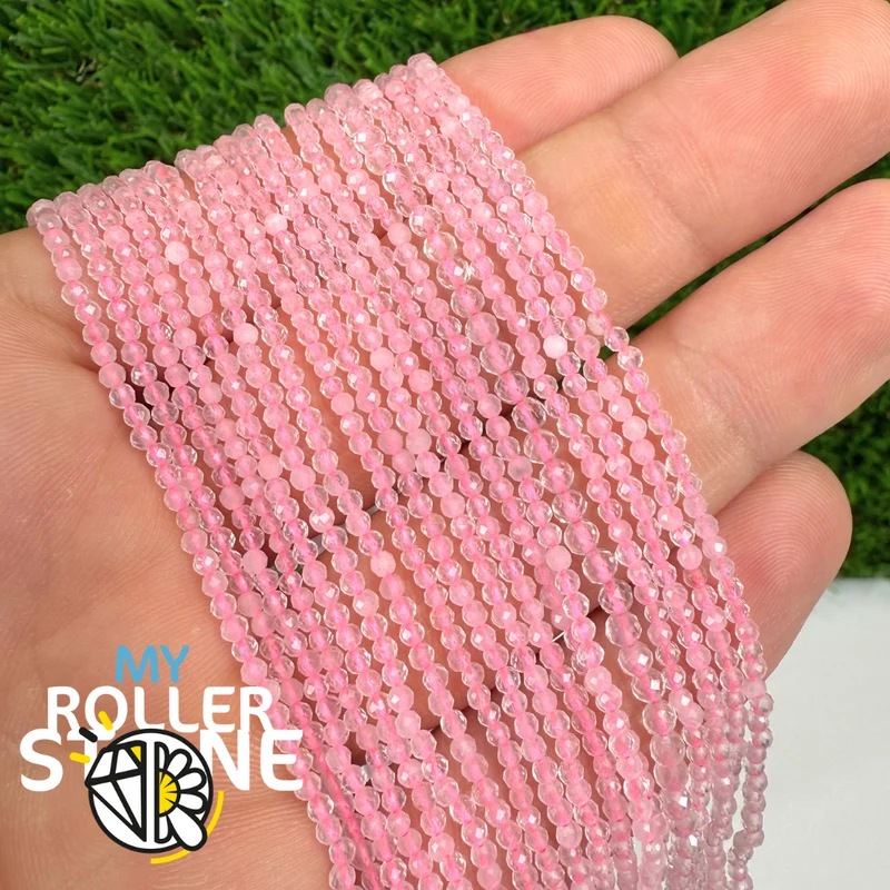 Facettierte Rosenquarzperle 2 MM und 3 MM