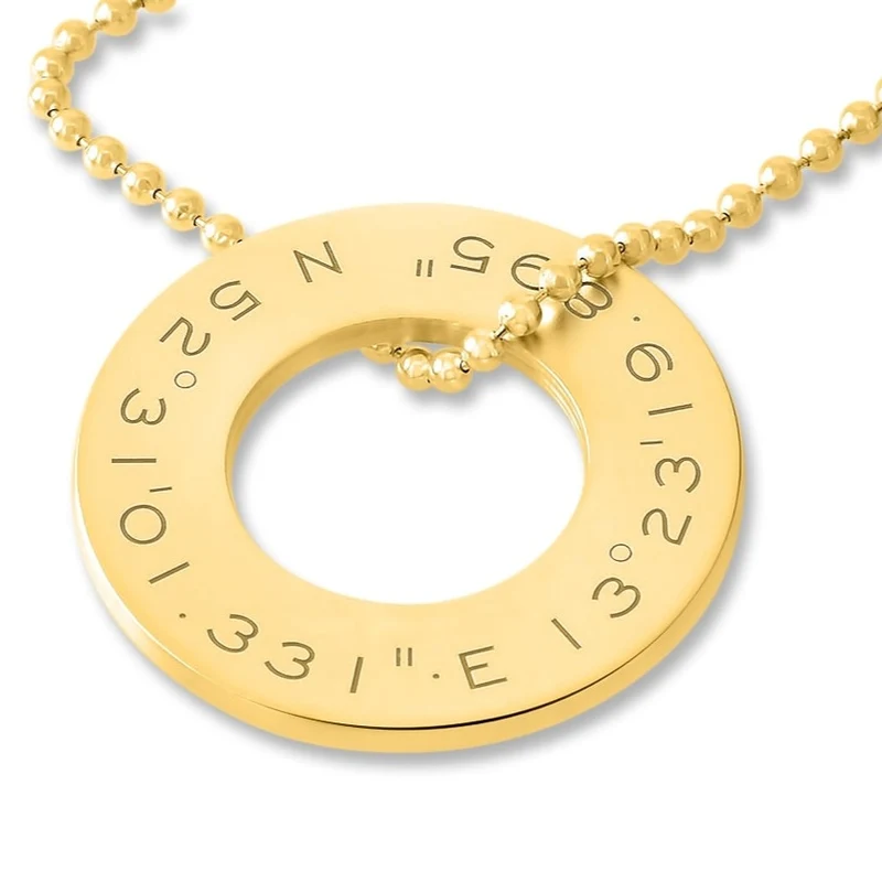 HALLSKETTE MIT KOORDINATEN GOLD KETTE UNISEX KOORDINATENSCHMUCK GRAVUR