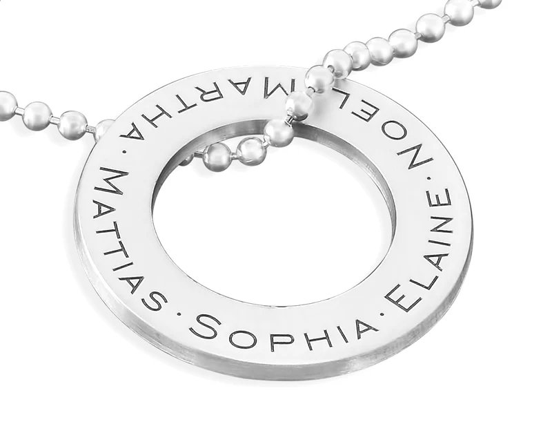 FAMILIENKETTE 925 SILBER MIT GRAVUR NAMENSKETTE RING MUTTER MAMA OMA GESCHENKIDEE