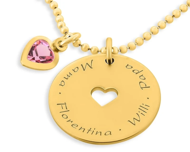 NAMENSKETTE GOLD MIT GRAVUR FAMILIENKETTE GESCHENK MAMA