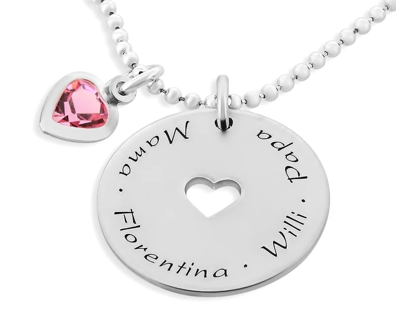 FAMILIENKETTE DAMEN SILBERSCHMUCK MUTTER GRAVUR FAMILIENSCHMUCK 925 SILBER