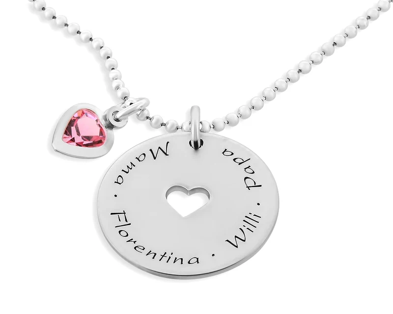 FAMILIENKETTE DAMEN SILBERSCHMUCK MUTTER GRAVUR FAMILIENSCHMUCK 925 SILBER