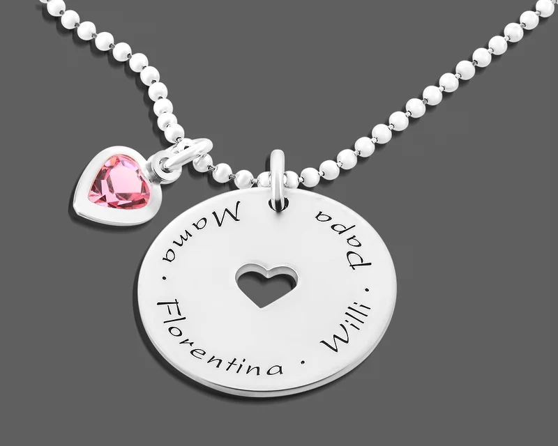 FAMILIENKETTE DAMEN SILBERSCHMUCK MUTTER GRAVUR FAMILIENSCHMUCK 925 SILBER