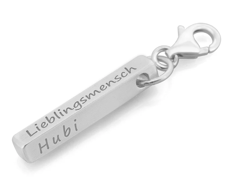 BARREN ANHÄNGER 925 SILBER GRAVUR SCHMUCK ALLE SPRACHEN SILBERCHARM TEXT