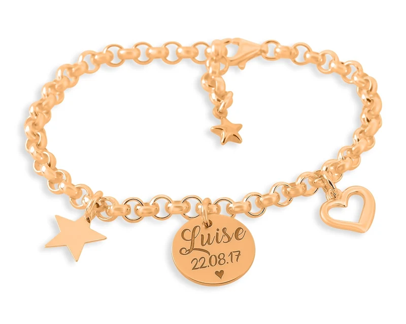 ARMBAND MIT GRAVUR MÄDCHEN TAUFARMBAND ROSÉ GOLD NAMENSSCHMUCK
