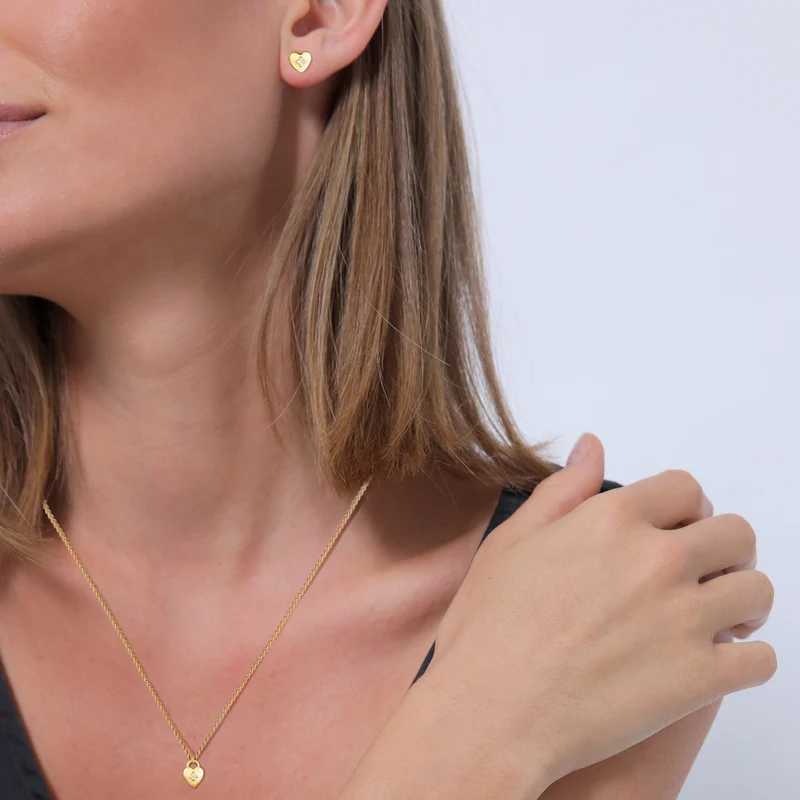 Schmuckset Herz Solitär | Diamant (Weiß, 0.015 ct.)