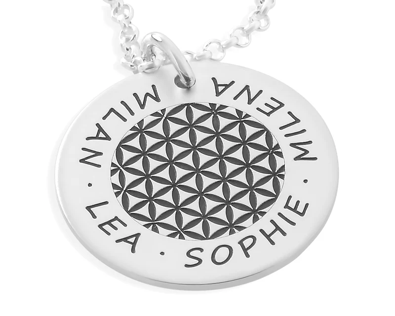 SILBERKETTE MIT ANHÄNGER BLUME DES LEBENS NAMENSSCHMUCK 925 SILBER