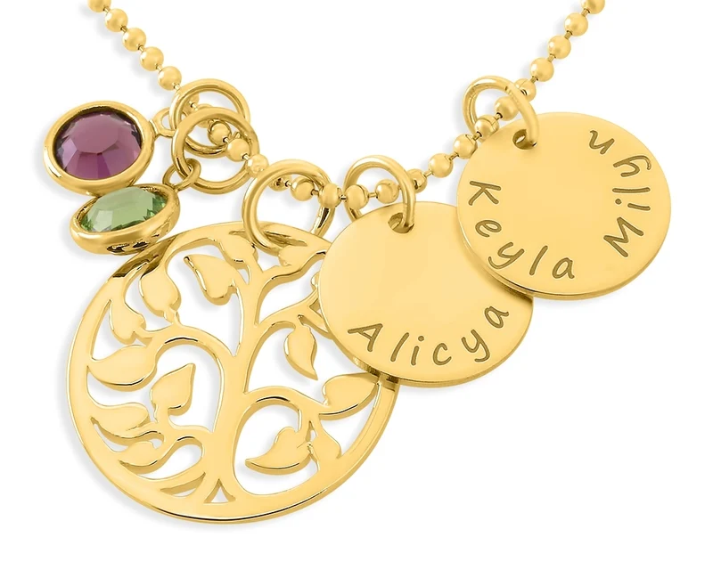 NAMENSKETTE MIT GRAVUR GOLD DAMEN SCHMUCK MAMA MUTTER GESCHENK ZUR GEBURT