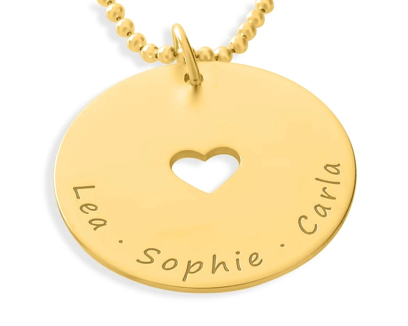 NAMENSKETTE DAMEN GOLD MIT HERZ: GESCHENK MAMA MUTTER OMA FAMILIENKETTE