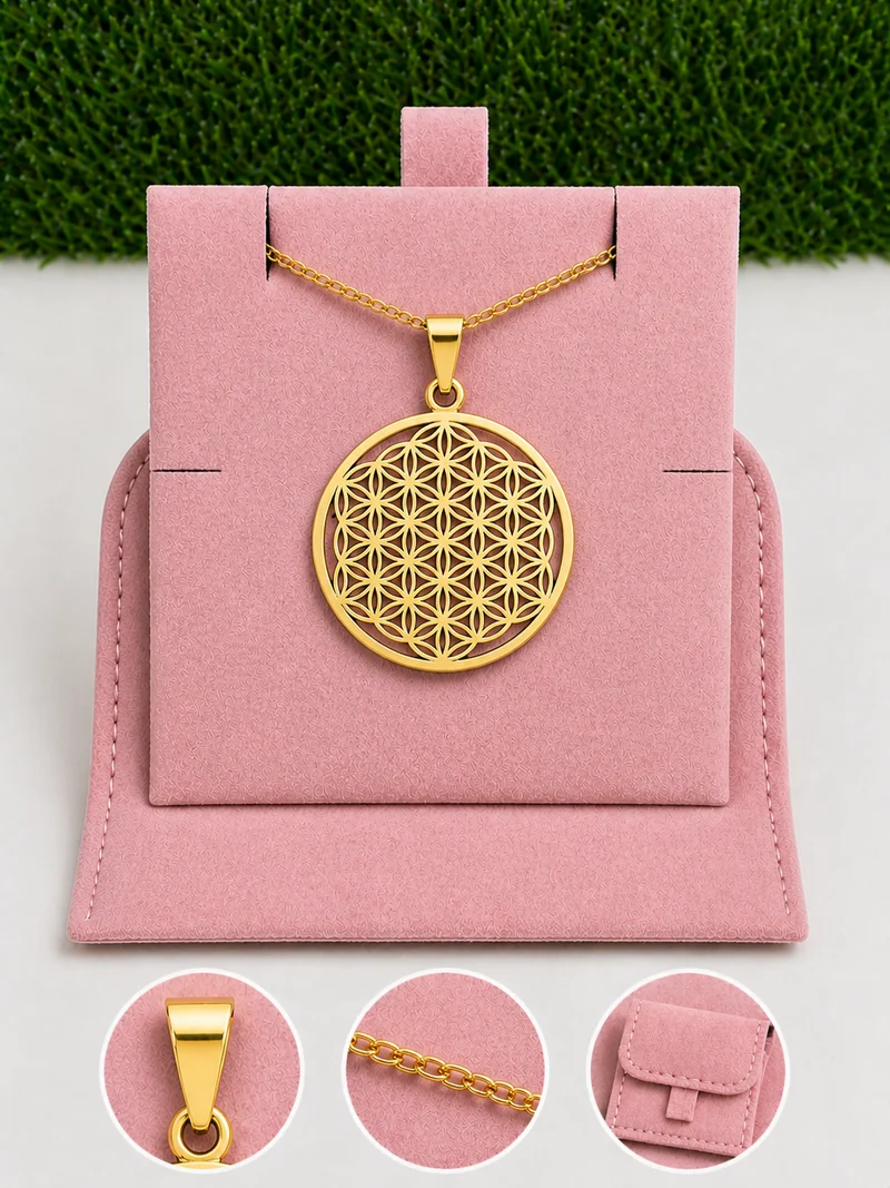 Goldfarbene Anhängerbox - 45 cm (Kette + Öse + Box)