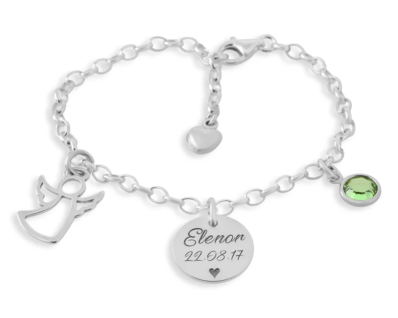 NAMENSARMBAND 925 SILBER TAUFSCHMUCK ARMBAND NAMEN ENGEL SCHMUCK TAUFE