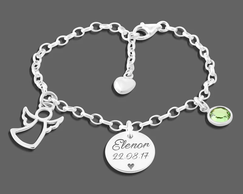 NAMENSARMBAND 925 SILBER TAUFSCHMUCK ARMBAND NAMEN ENGEL SCHMUCK TAUFE
