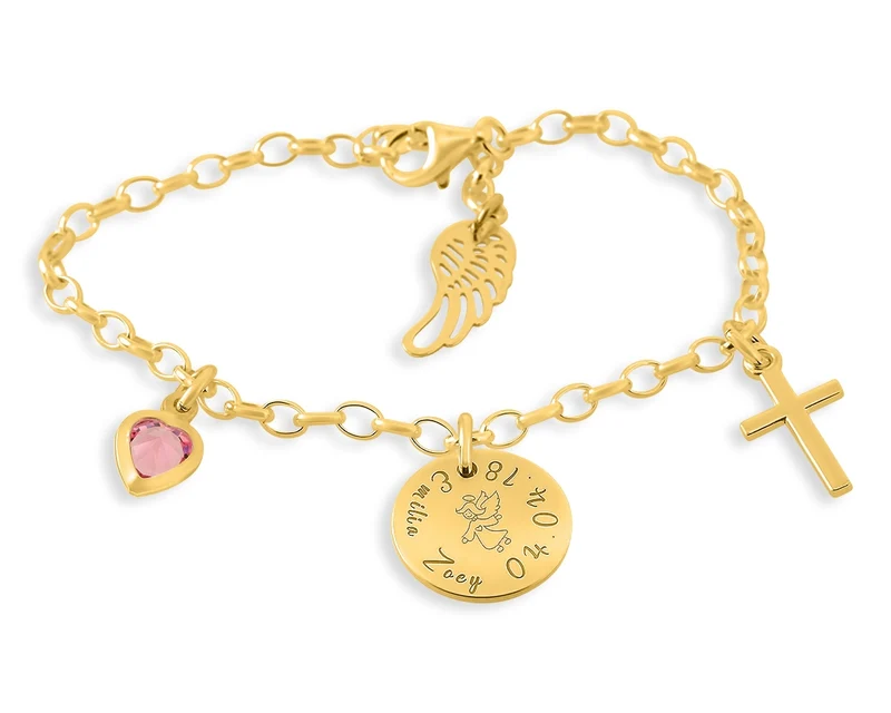 TAUFARMBAND GOLD TAUFSCHMUCK MIT GRAVUR ARMBAND HEILIGE TAUFE MÄDCHEN