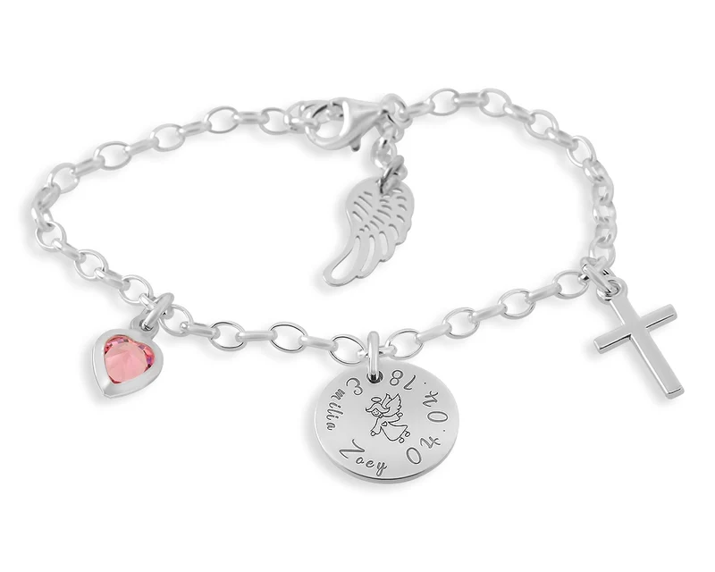 ARMBAND 925 SILBER TAUFE KREUZ GRAVUR TAUFARMBAND SILBERARMBAND