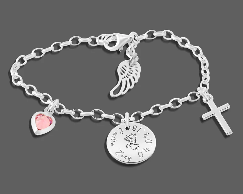 ARMBAND 925 SILBER TAUFE KREUZ GRAVUR TAUFARMBAND SILBERARMBAND