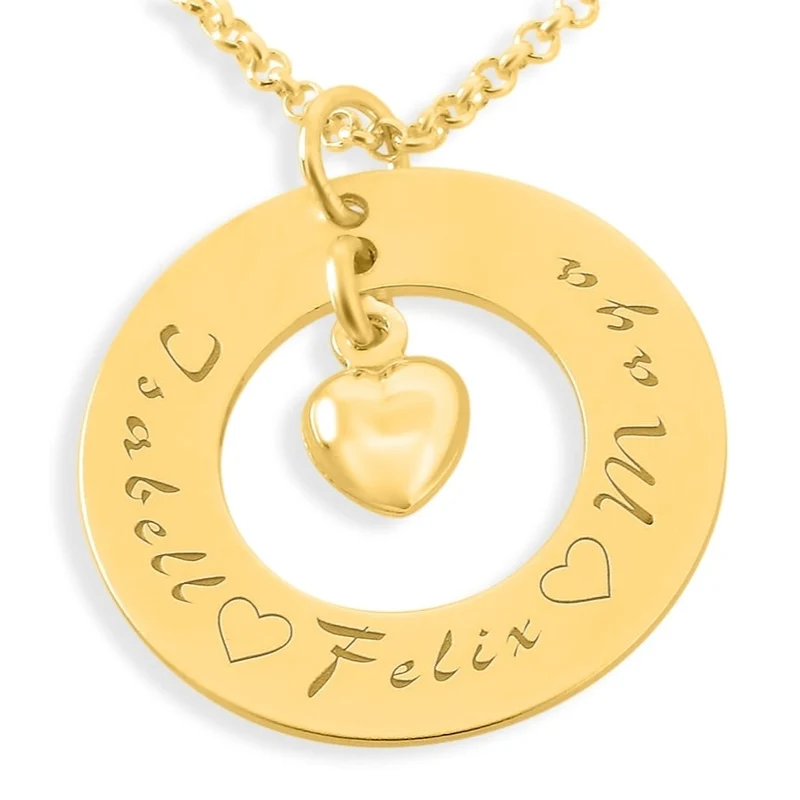 NAMENSKETTE DAMEN GOLD KETTE MIT NAMEN HERZ FAMILIENKETTE DAMENSCHMUCK