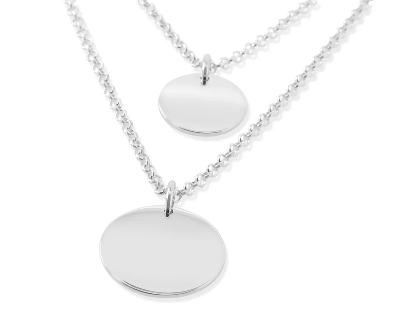 SILBERKETTE 2-LAGIG MIT ANHÄNGER, MULTI-LAYER, GRAVURSCHMUCK, ECHTSCHMUCK 925 SILBER