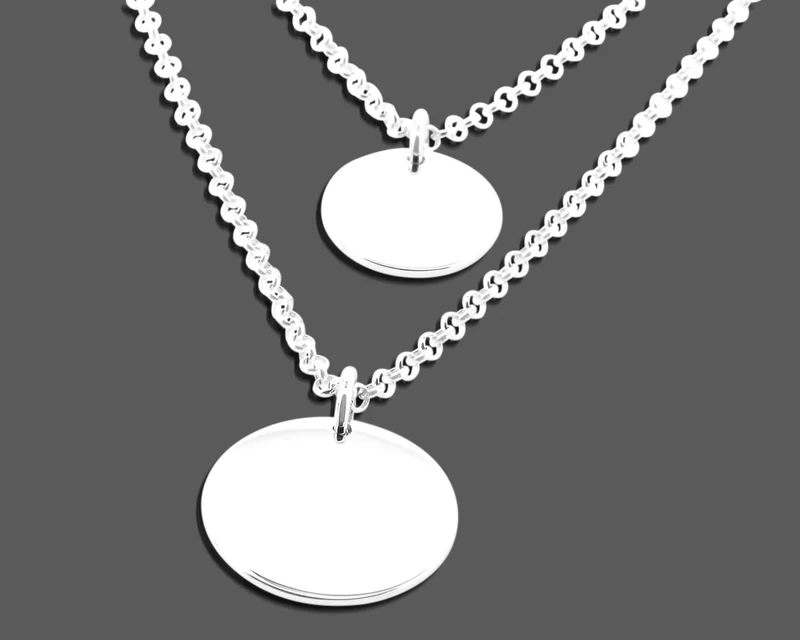 SILBERKETTE 2-LAGIG MIT ANHÄNGER, MULTI-LAYER, GRAVURSCHMUCK, ECHTSCHMUCK 925 SILBER