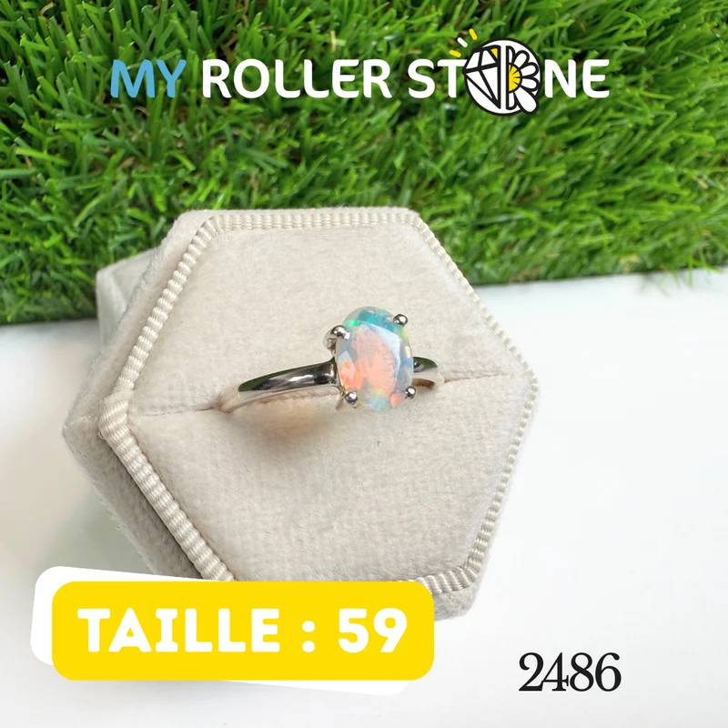 Facettierter ovaler äthiopischer Opalring (EOFR2486)