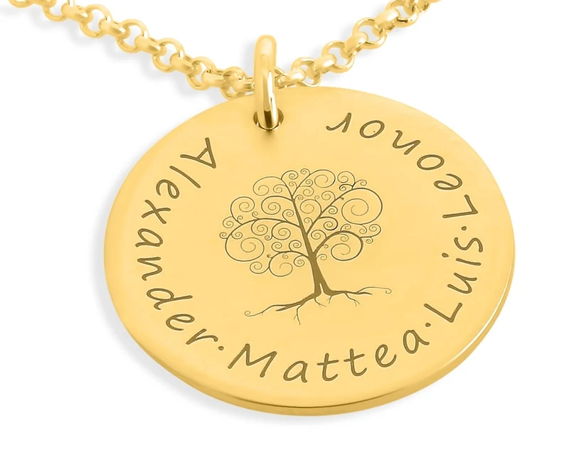 FAMILIENKETTE DAMEN HALSKETTE GESCHENK FÜR MUTTER MAMA NAMENSKETTE GOLD