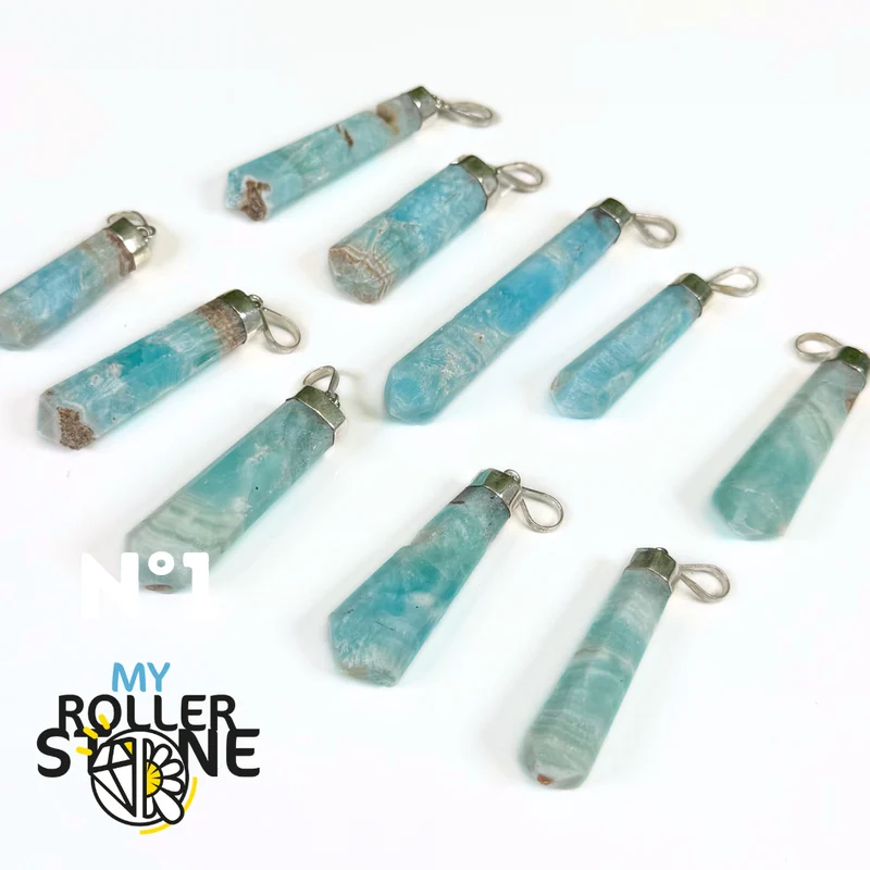 Anhänger aus blauem Aragonit und Silber
