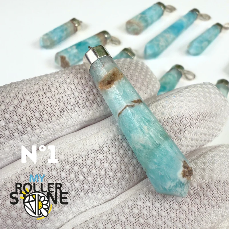 Anhänger aus blauem Aragonit und Silber