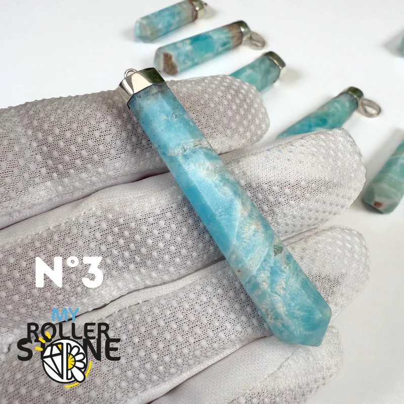 Anhänger aus blauem Aragonit und Silber