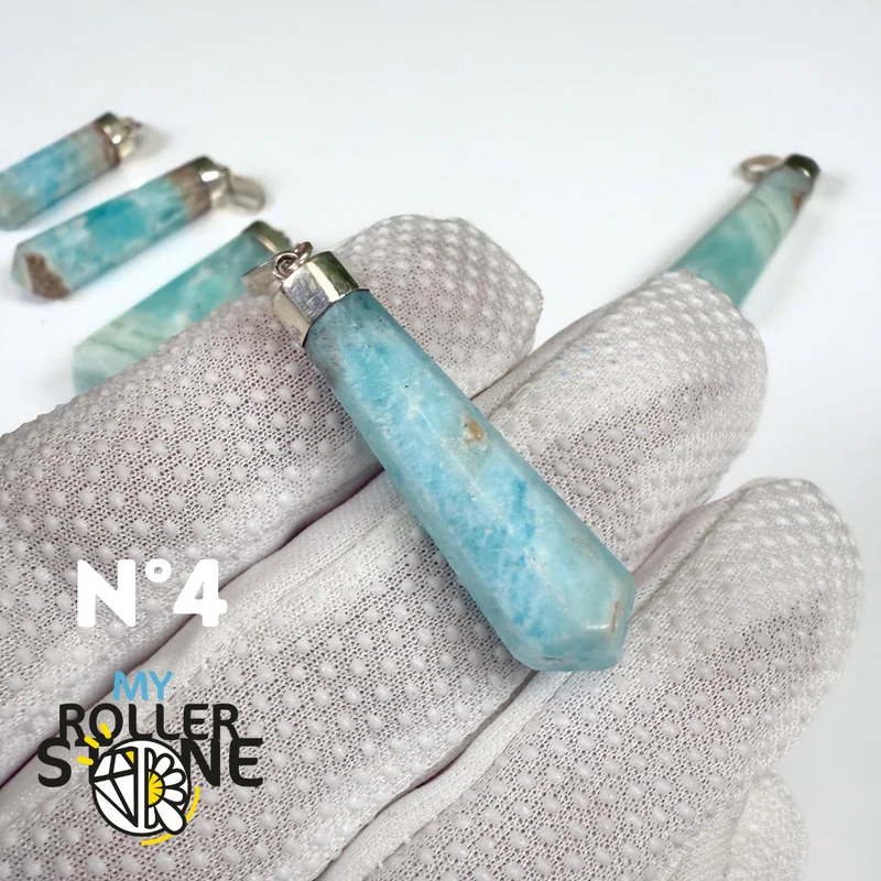 Anhänger aus blauem Aragonit und Silber