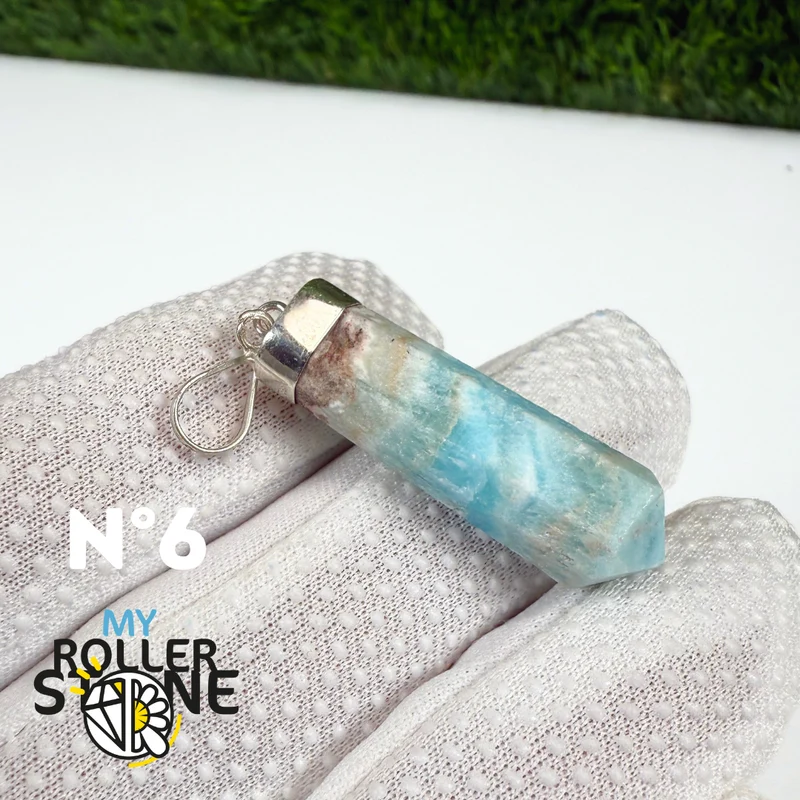 Anhänger aus blauem Aragonit und Silber