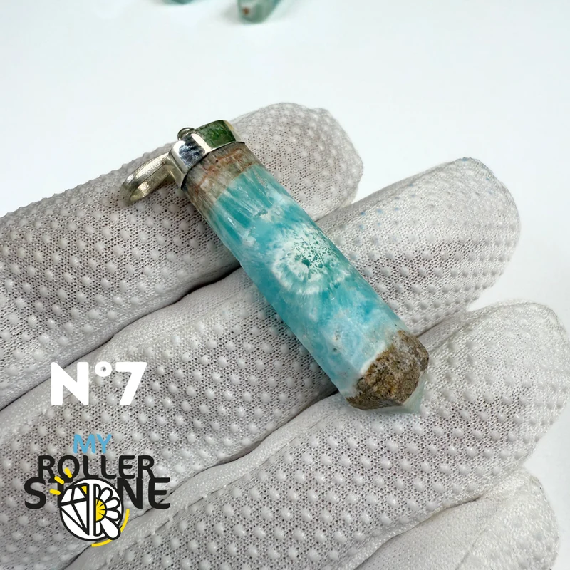Anhänger aus blauem Aragonit und Silber