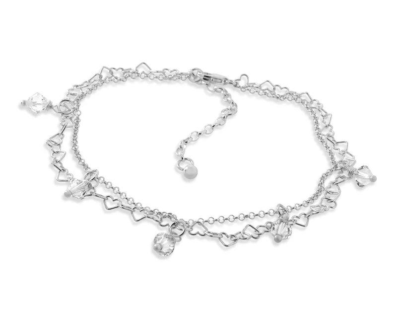 FUSSKETTE DAMEN 925 SILBER KRISTALL FUSSKETTCHEN SILBERSCHMUCK