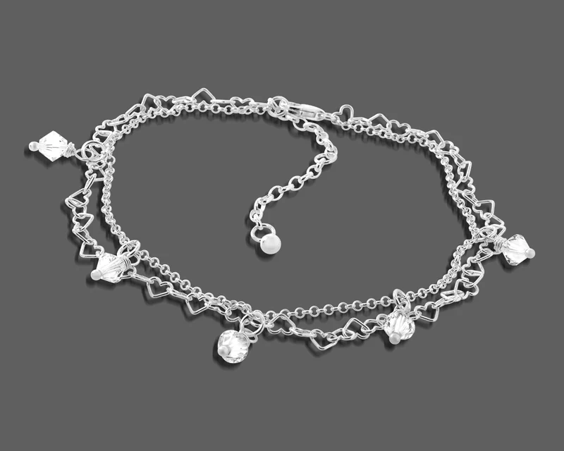 FUSSKETTE DAMEN 925 SILBER KRISTALL FUSSKETTCHEN SILBERSCHMUCK
