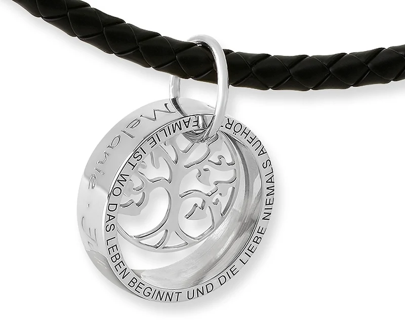 HERRENKETTE MIT SILBERRING, RING HALSKETTE GRAVUR, MÄNNERSCHMUCK, FAMILIENKETTE